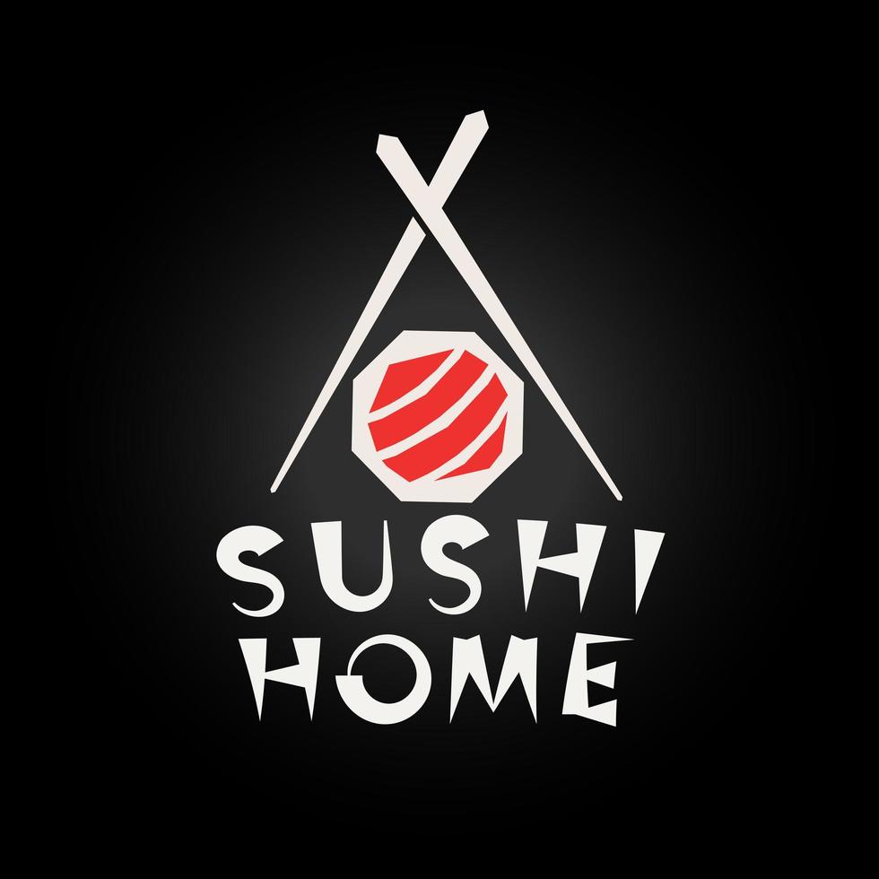 concepto de logotipo de sushi, plantilla de logotipo de restaurante de comida japonesa. estilo de diseño geométrico simple. ilustración vectorial aislada vector
