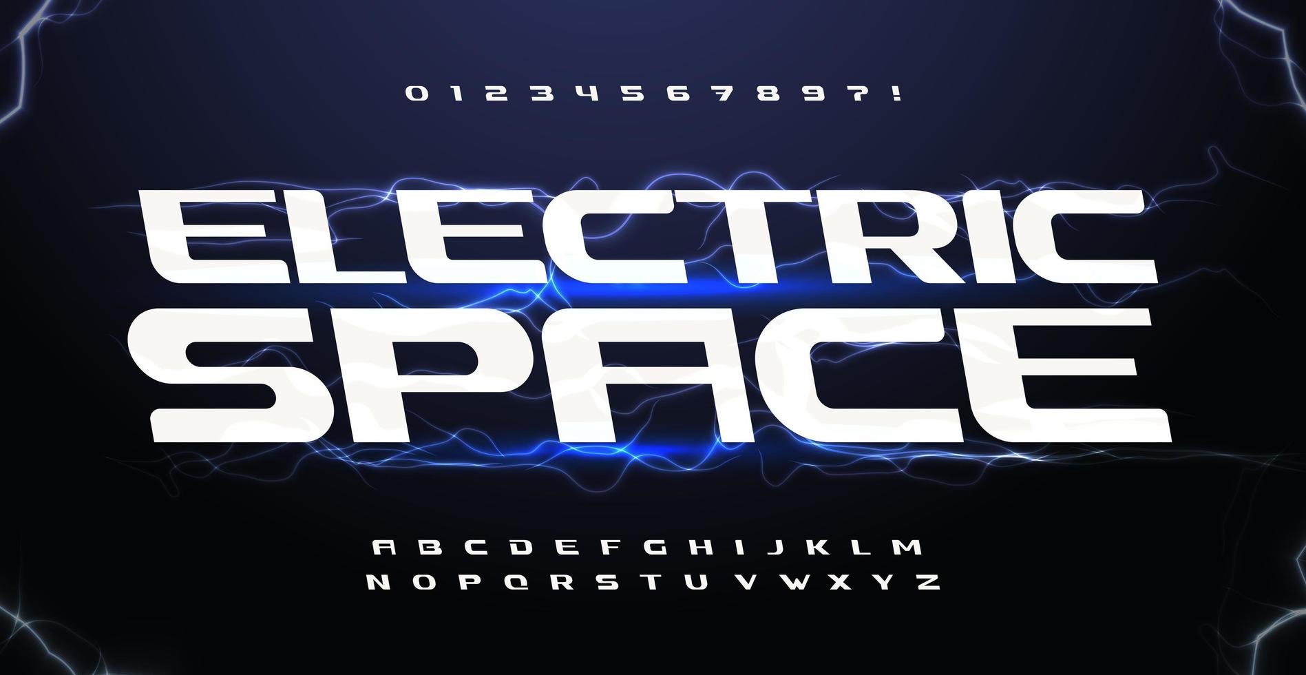 tipografía de espacio eléctrico. fuente de relámpago flash para letras de interfaz hud, juego vr, título o logotipo de portada de cine y música, tipografía automática y científica. alfabeto cursiva negrita, diseño tipográfico vectorial vector