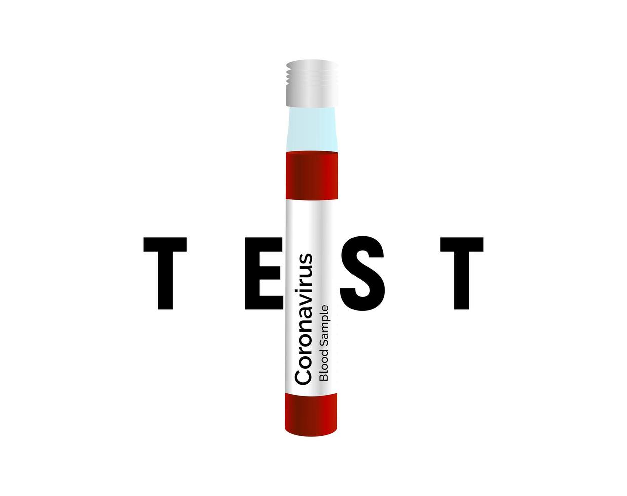 Patient blood flask for coronavirus test and other viruses, laboratory analysis symbol, covid19 blood sample icon, banner, isolated vector illustration.