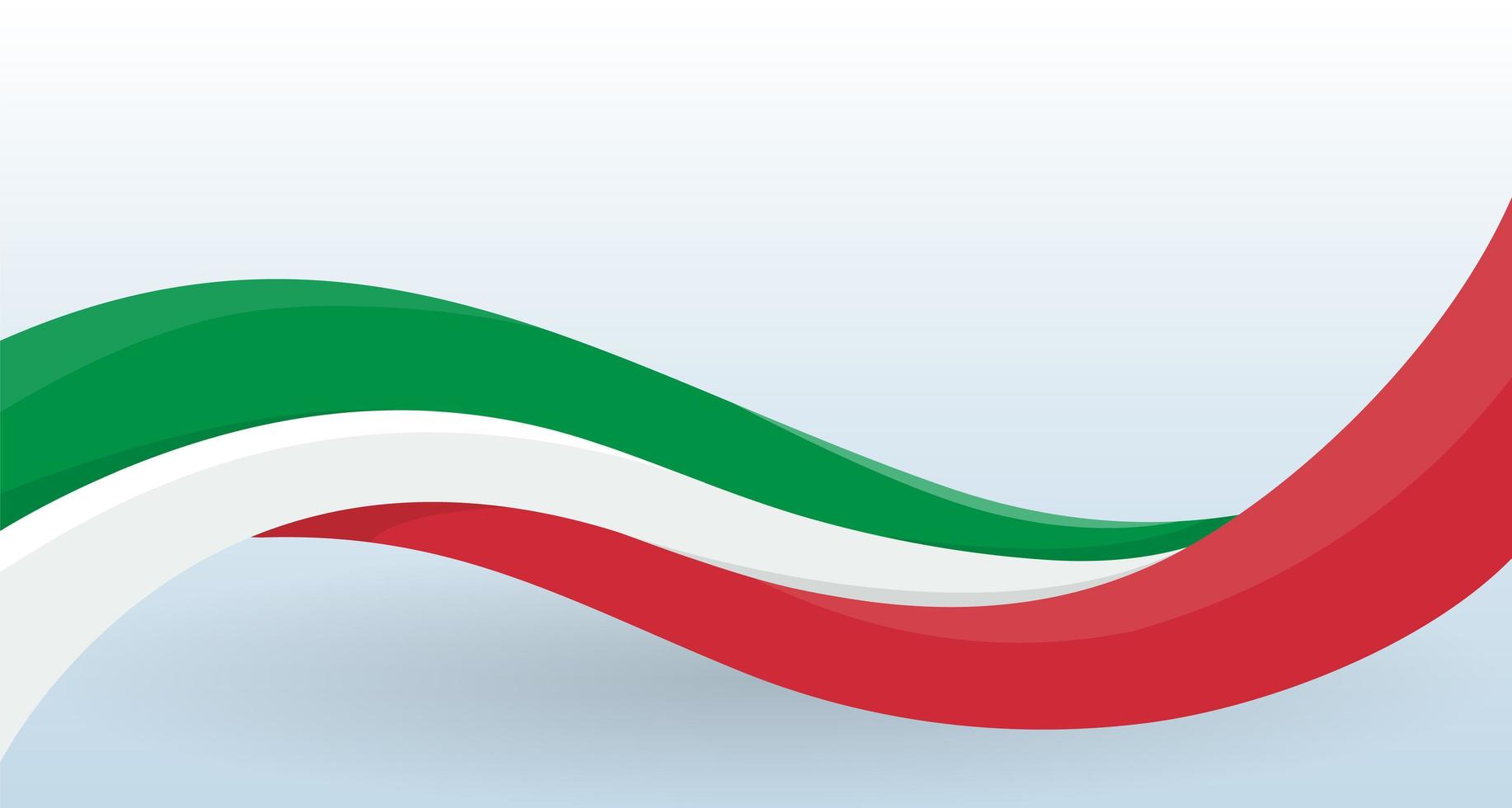 Italy Waving National flag. Modern unusual shape. Design template for decoration of flyer and card, poster, banner and logo. Isolated vector illustration.