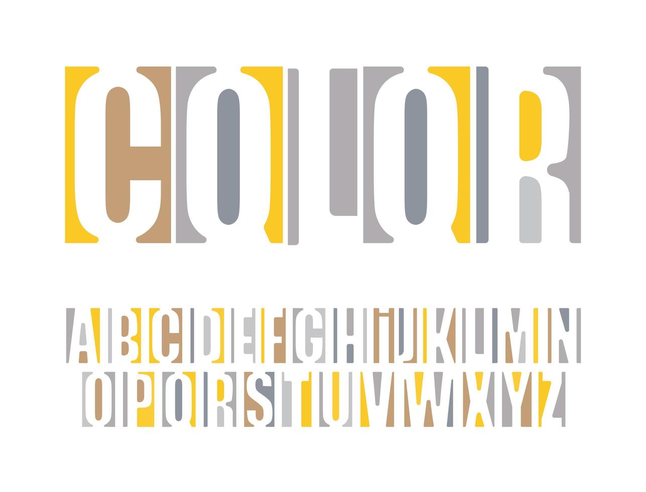 Logo font. Color vector typography. Headline alphabet. Original negative space type. Modern yellow letters designs for typographic posters, creative logo and identities, event and festival headlines