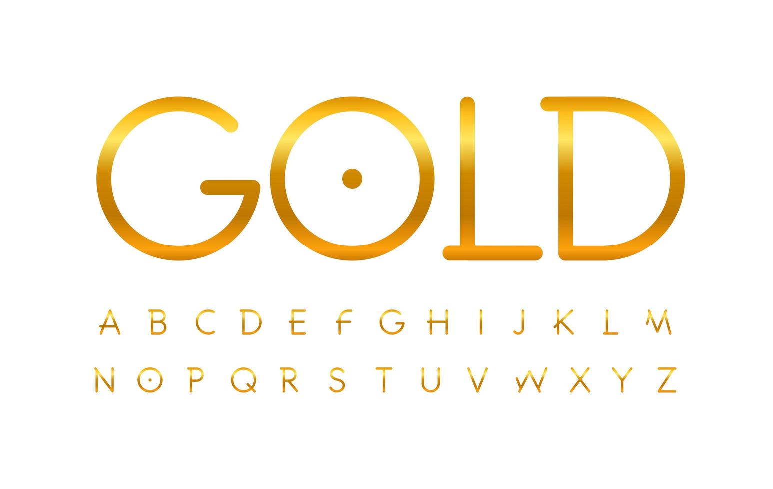 Conjunto de letras doradas de línea fina elegante inusual, alfabeto latino de vector de estilo dorado. diseño de tipografía premium.