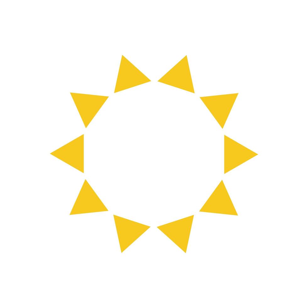 Summer symbol. Sun modern icon. Sunny circle shape. Isolated vector logo concept on white background