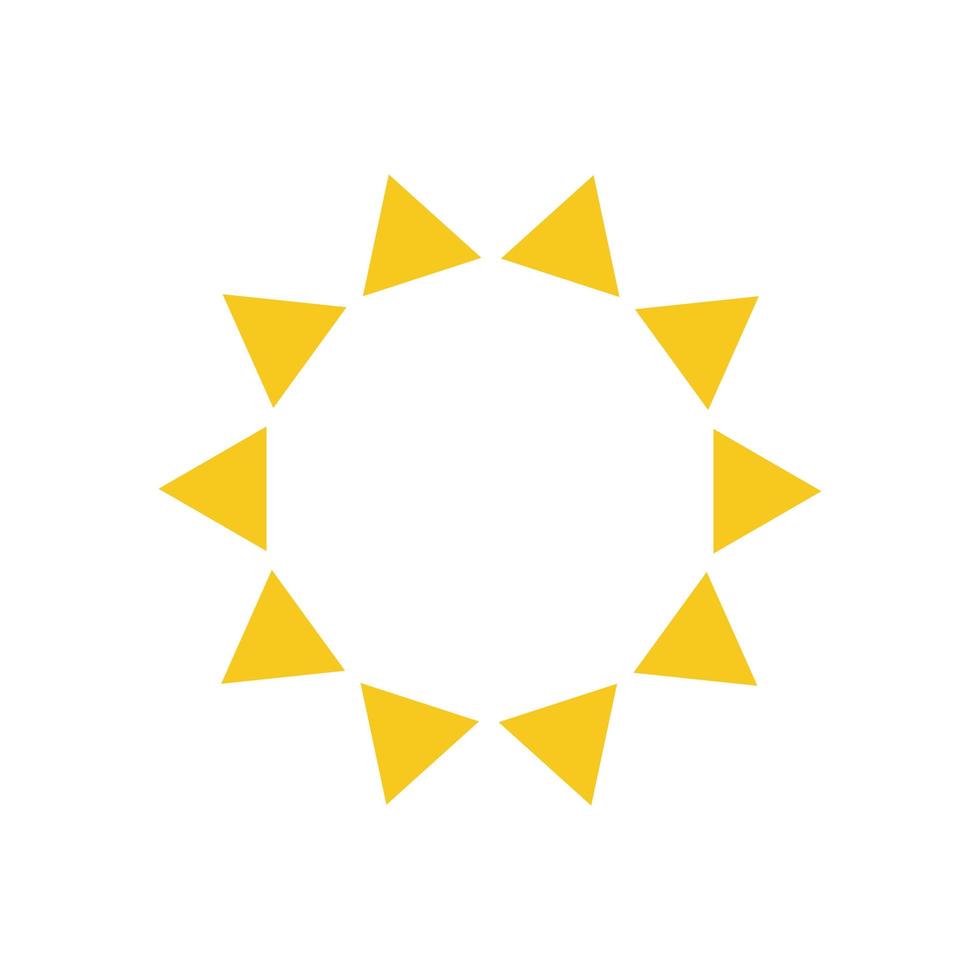 Summer symbol. Sun modern icon. Sunny circle shape. Isolated vector logo concept on white background