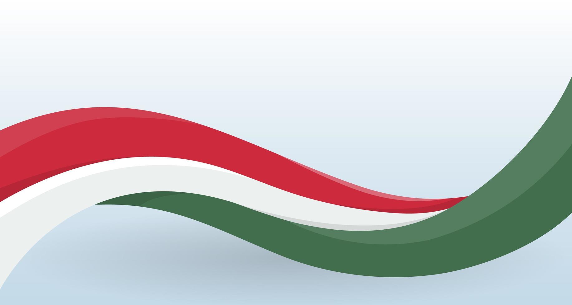 Hungary Waving National flag. Modern unusual shape. Design template for decoration of flyer and card, poster, banner and logo. Isolated vector illustration.