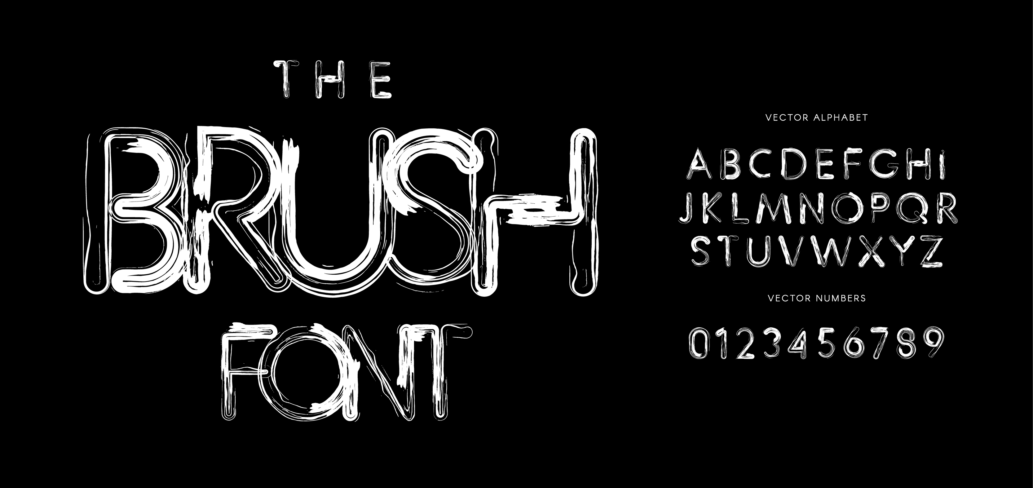 Brush font alphabet letters. Hand drawn grunge paint typography. Ink