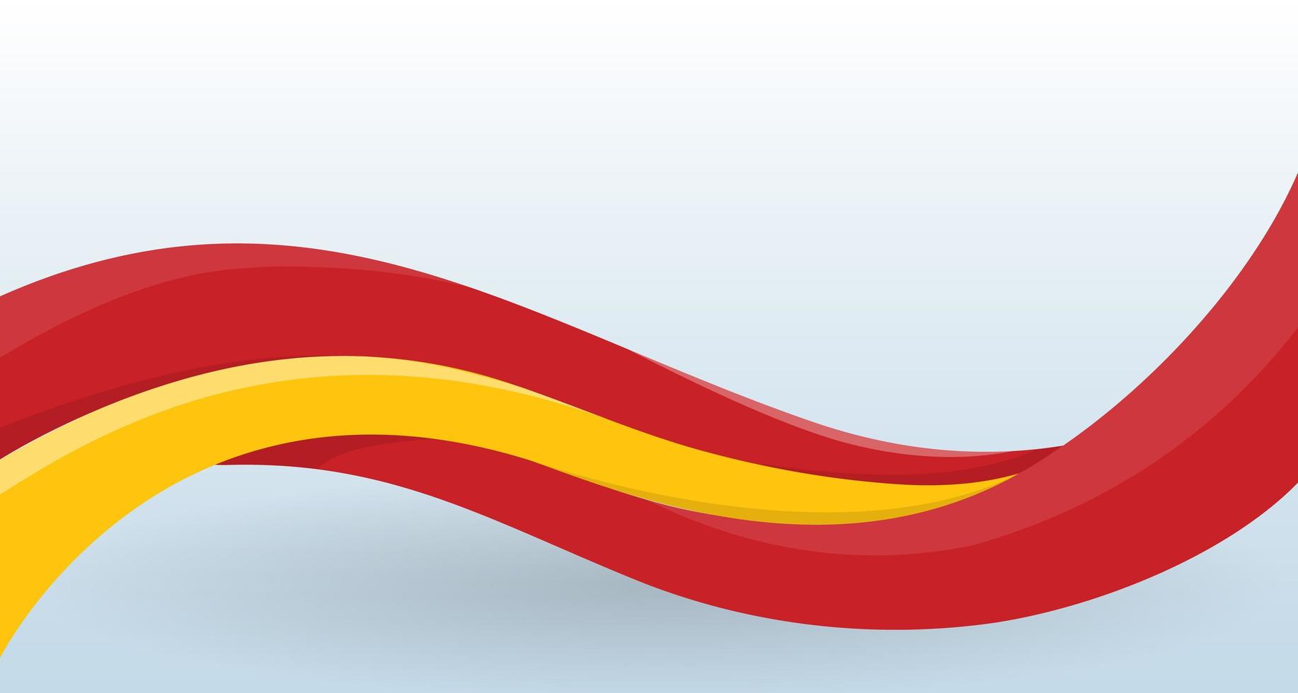 Spain National flag. Waving unusual shape. Design template for decoration of flyer and card, poster, banner and logo. Isolated vector illustration.