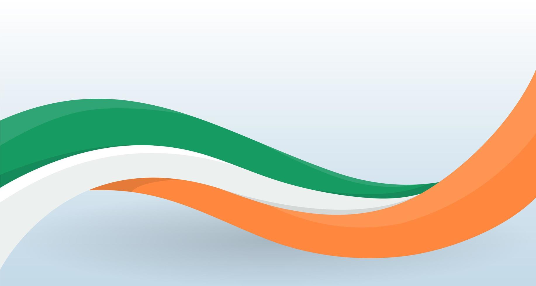 Ireland Waving National flag. Modern unusual shape. Design template for decoration of flyer and card, poster, banner and logo. Isolated vector illustration.