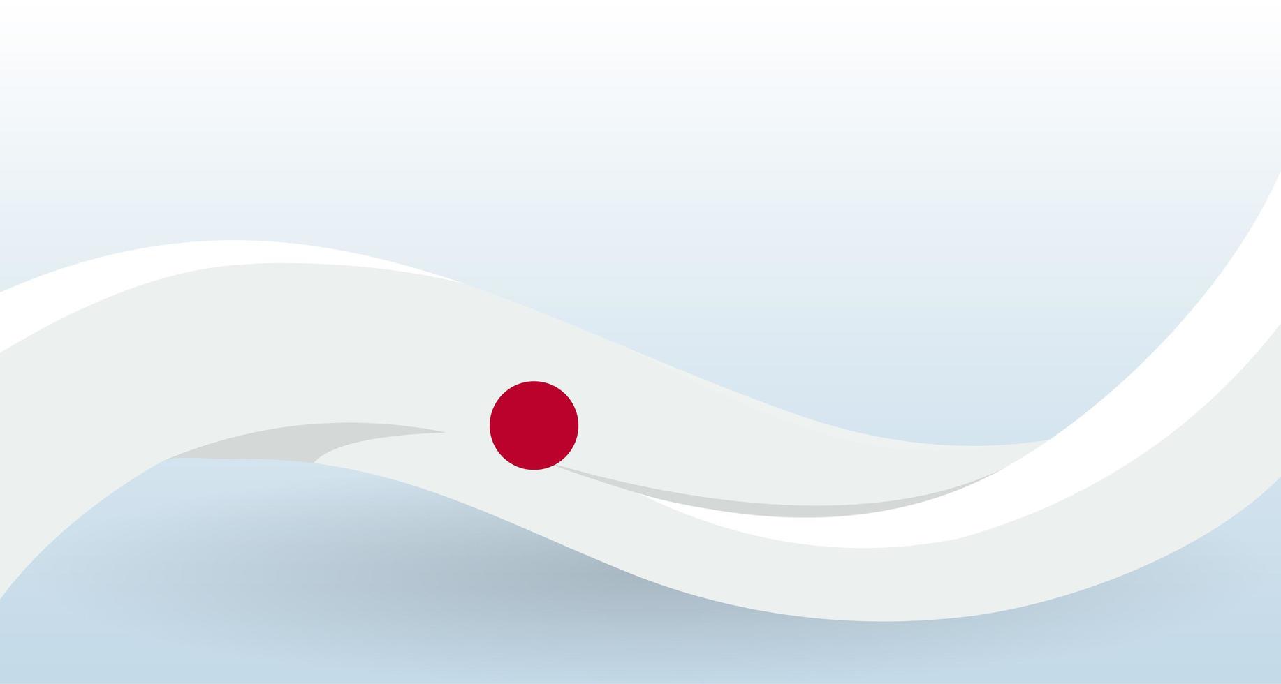 Japan National flag. Waving unusual shape. Design template for decoration of flyer and card, poster, banner and logo. Isolated vector illustration.