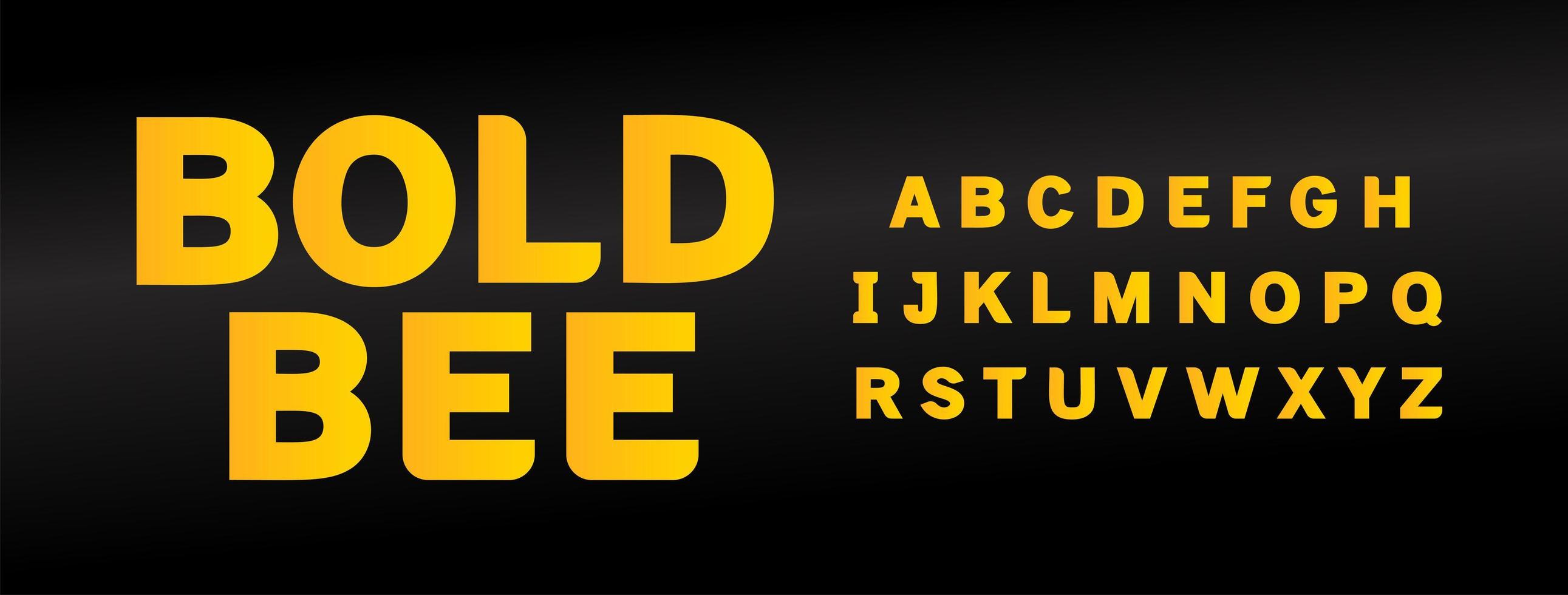 Yellow bold bee font with capital letters set vector