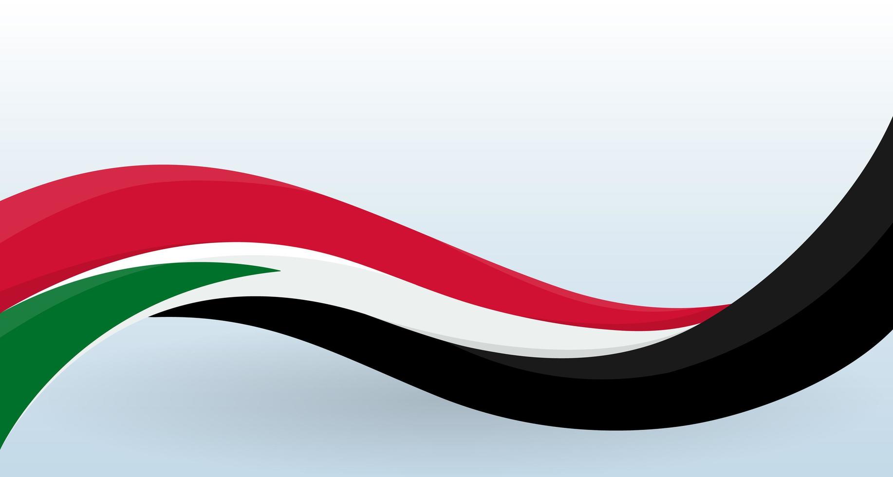 Sudan Waving National flag. Modern unusual shape. Design template for decoration of flyer and card, poster, banner and logo. Isolated vector illustration.