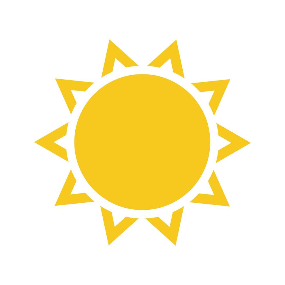 Summer symbol. Sun modern icon. Sunny circle shape. Isolated vector logo concept on white background
