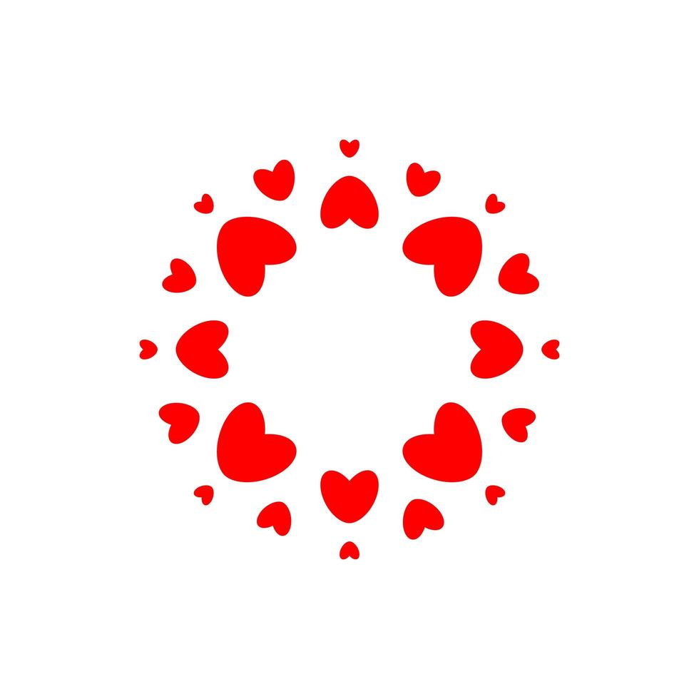 logotipo de amor abstracto. círculo de corazones. marco para foto de amor. símbolo de familia feliz. vector plantilla de emblema aislado sobre fondo blanco.