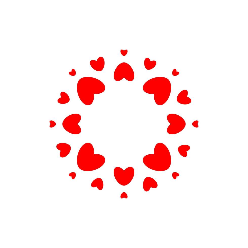Abstract love logo. Circle of hearts. Frame for love photo. Happy family symbol. Vector isolated emblem template on white background.