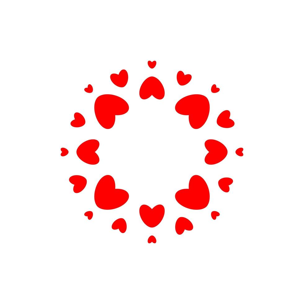 Abstract love logo. Circle of hearts. Frame for love photo. Happy family symbol. Vector isolated emblem template on white background.