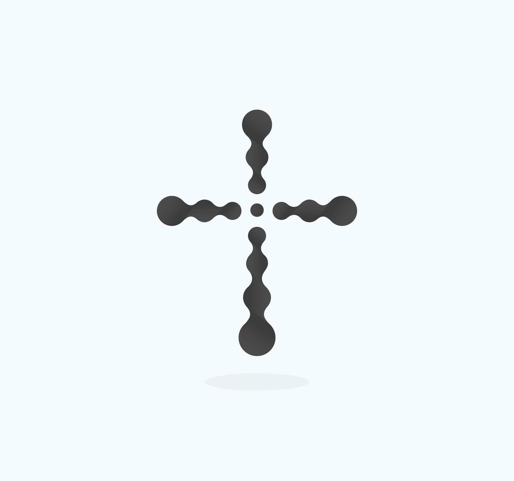 Christian symbol, black connection dots icon. Church logo template. Isolated vector illustration.