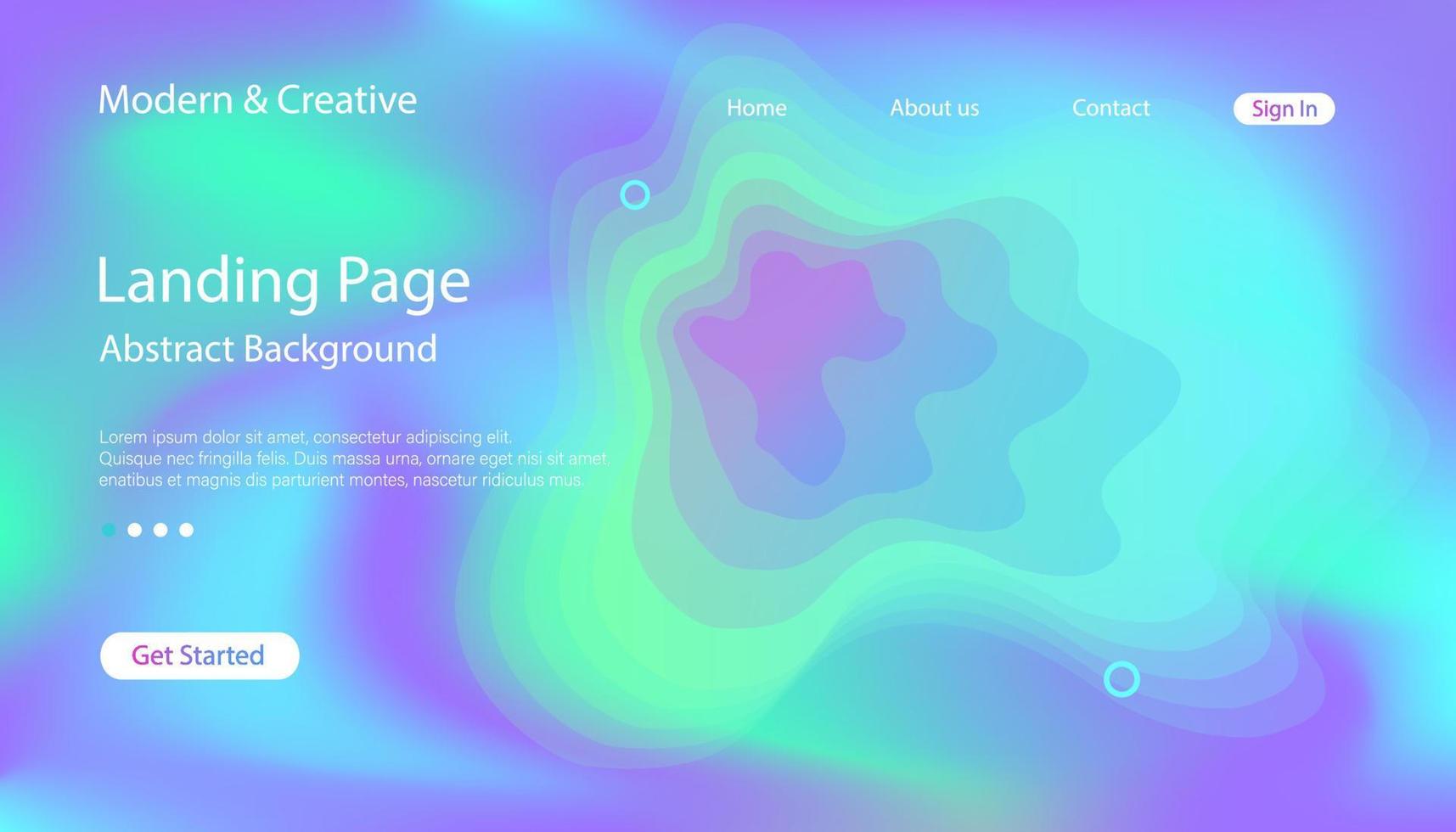 Website Fluid Holographic Landing Page Template vector