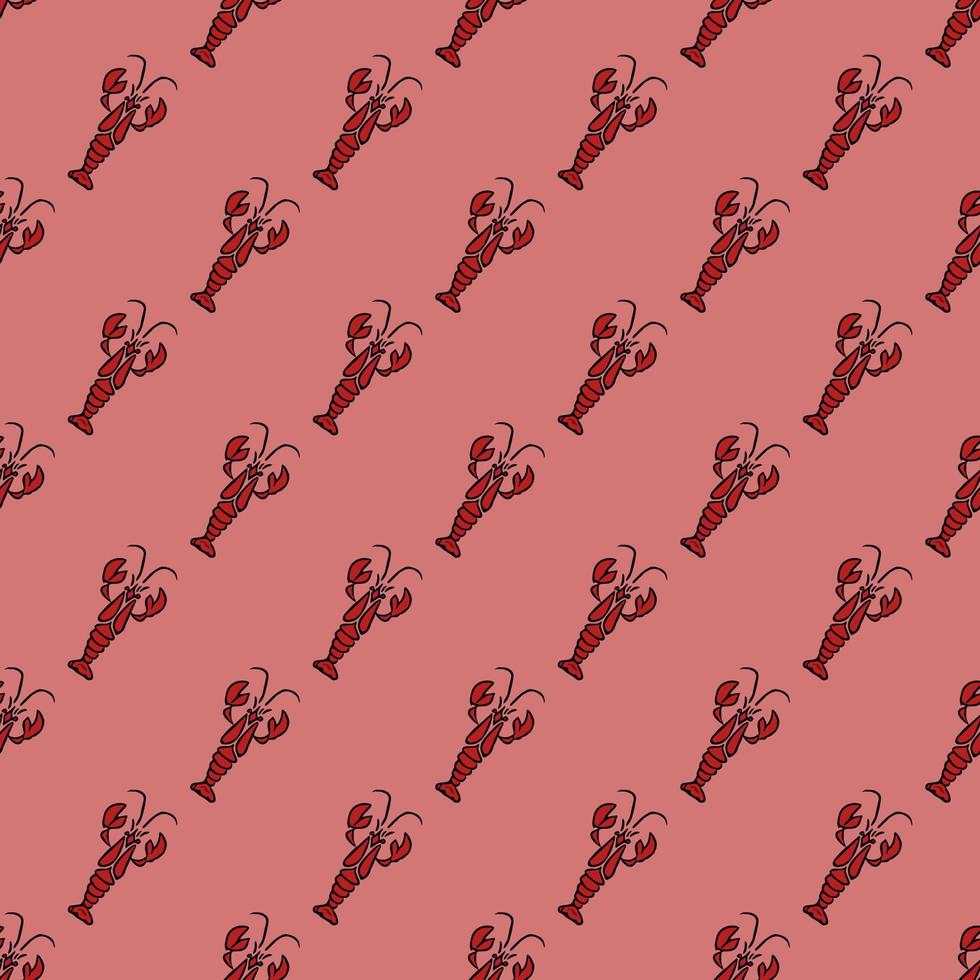 seamless pattern with red crayfish vector