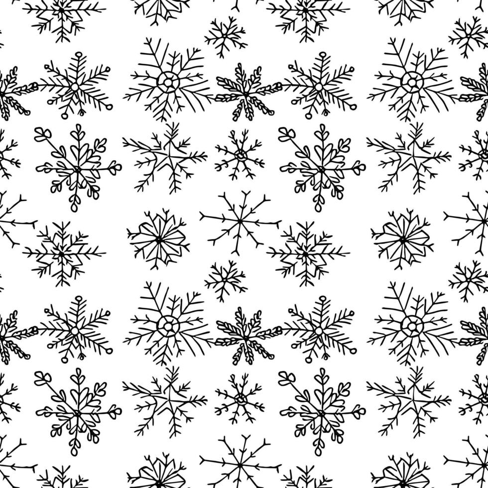 patrones sin fisuras con copos de nieve en blanco y negro vector