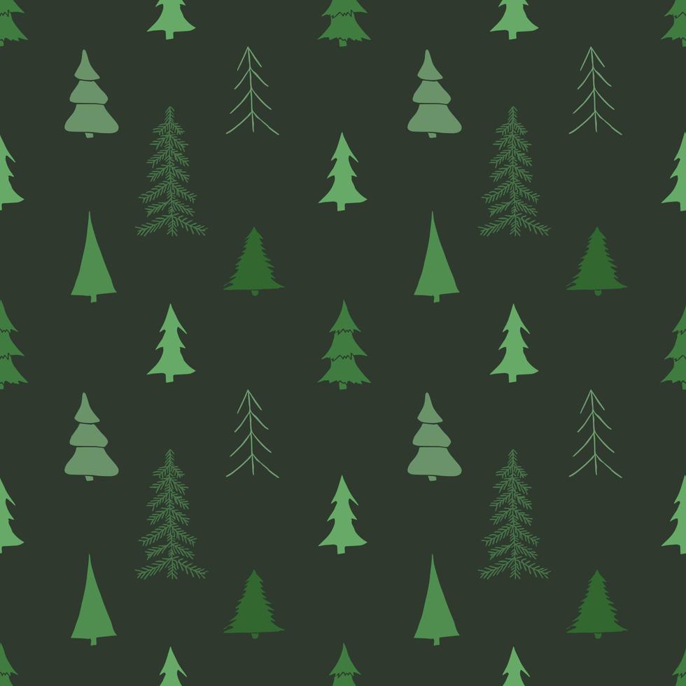 Green seamless pattern with christmas trees vector