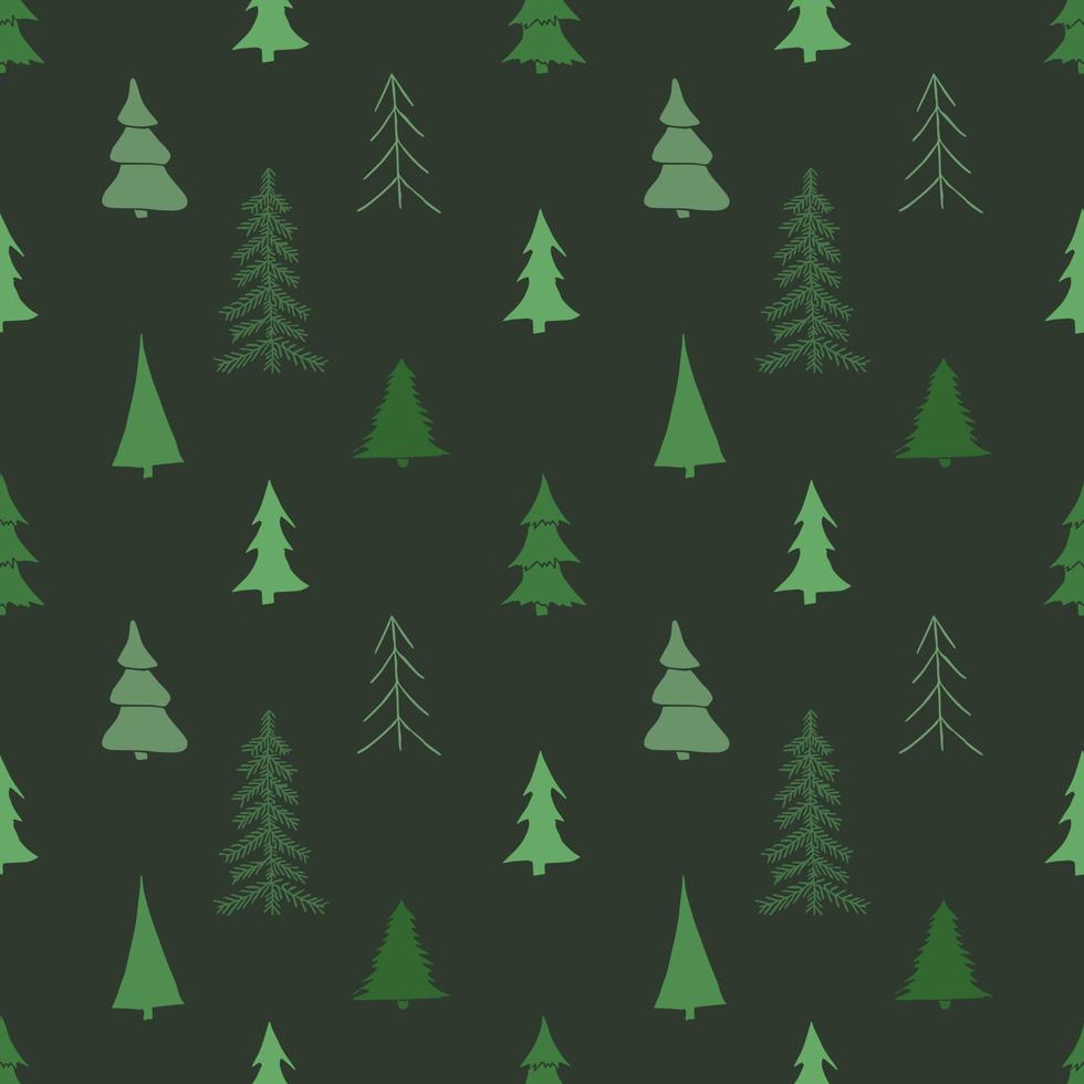 Green seamless pattern with christmas trees vector