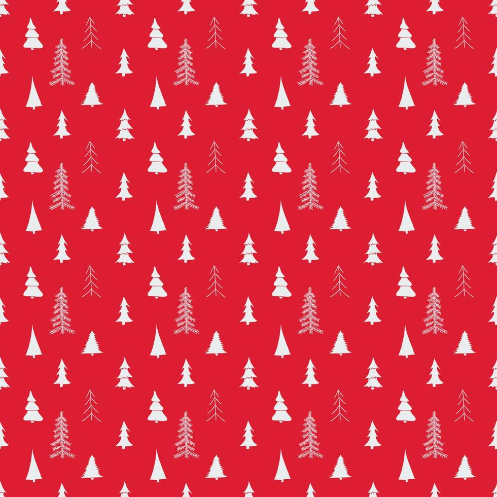 seamless pattern with christmas trees. Red christmas background vector