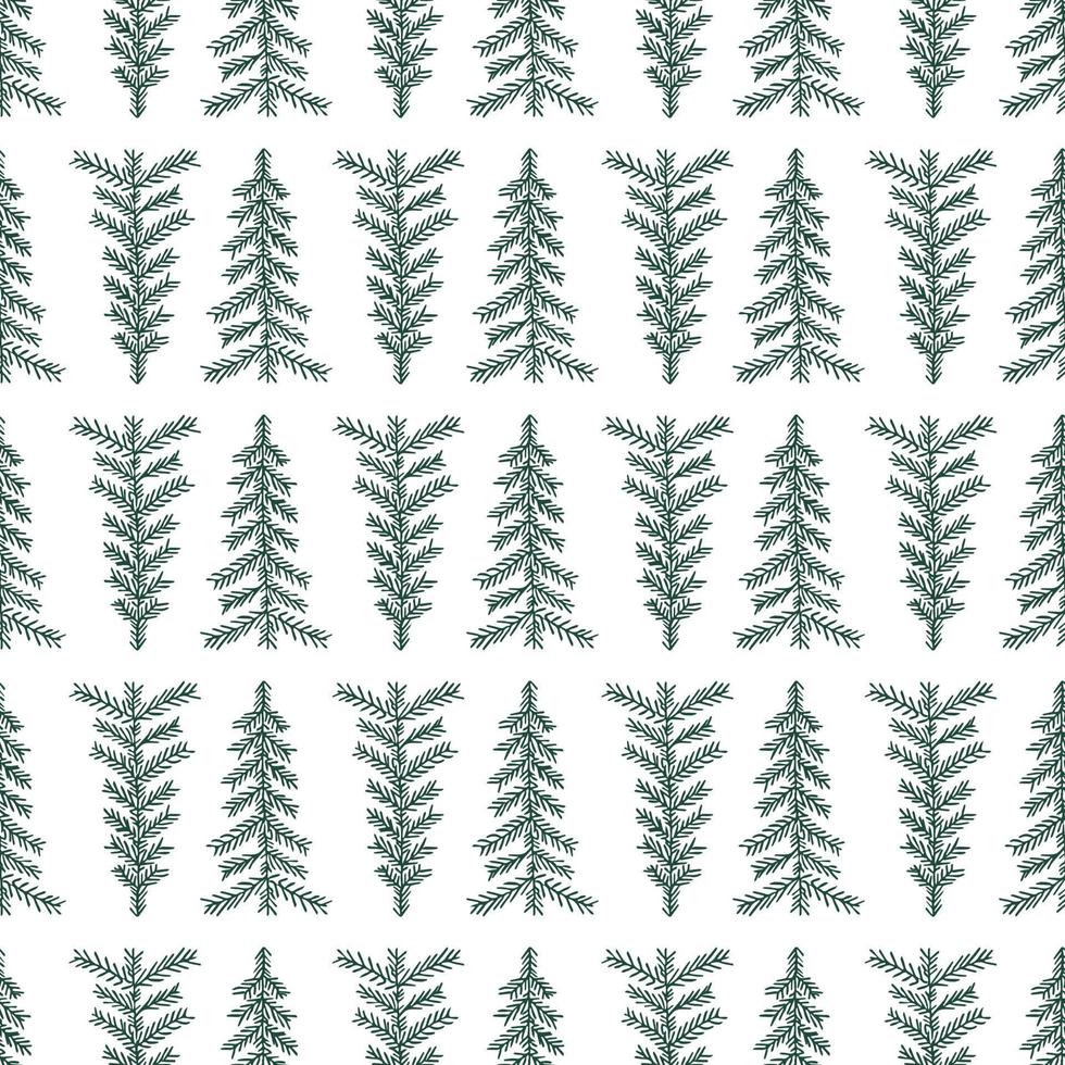 Doodle seamless pattern with christmas trees vector