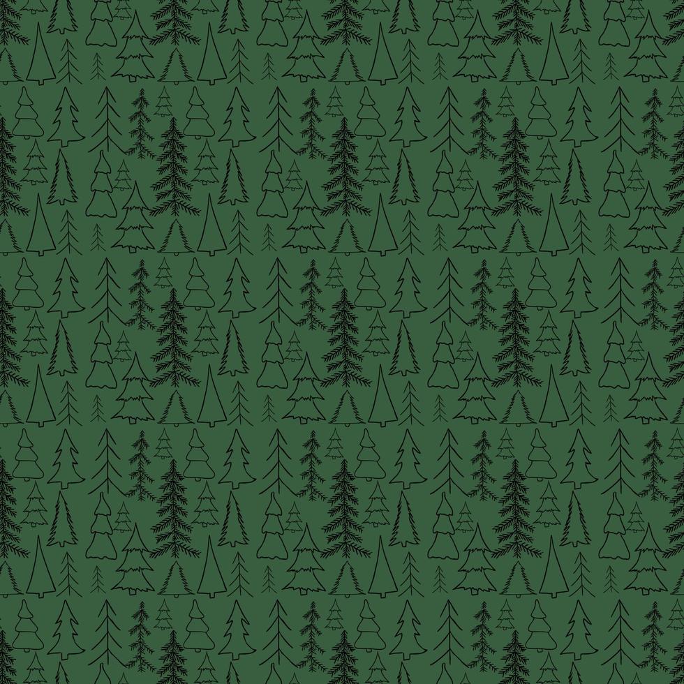 Green seamless pattern with christmas trees vector