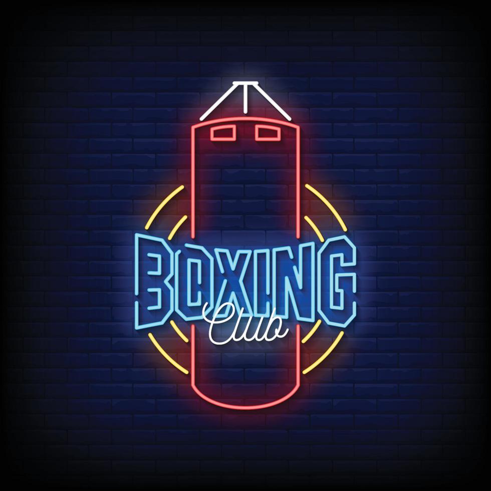 Boxing Club Neon Signs Style Text Vector