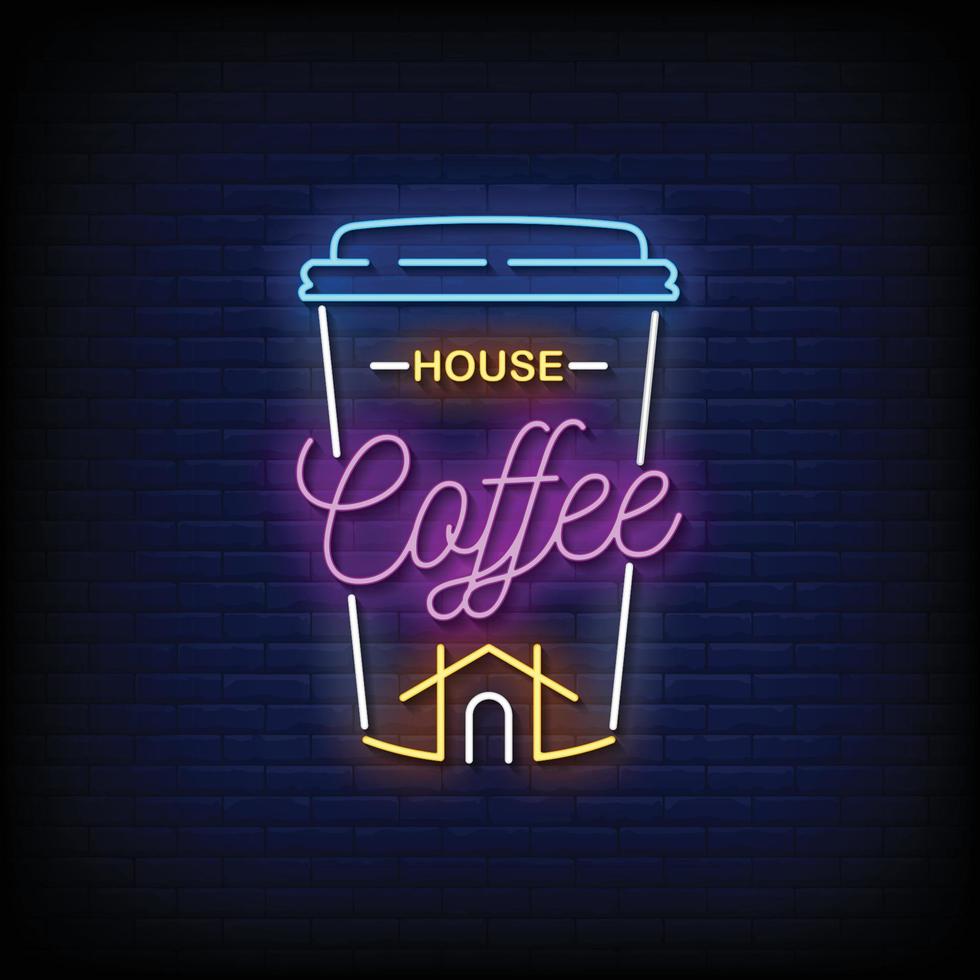 Coffee House Neon Signs Style Text Vector