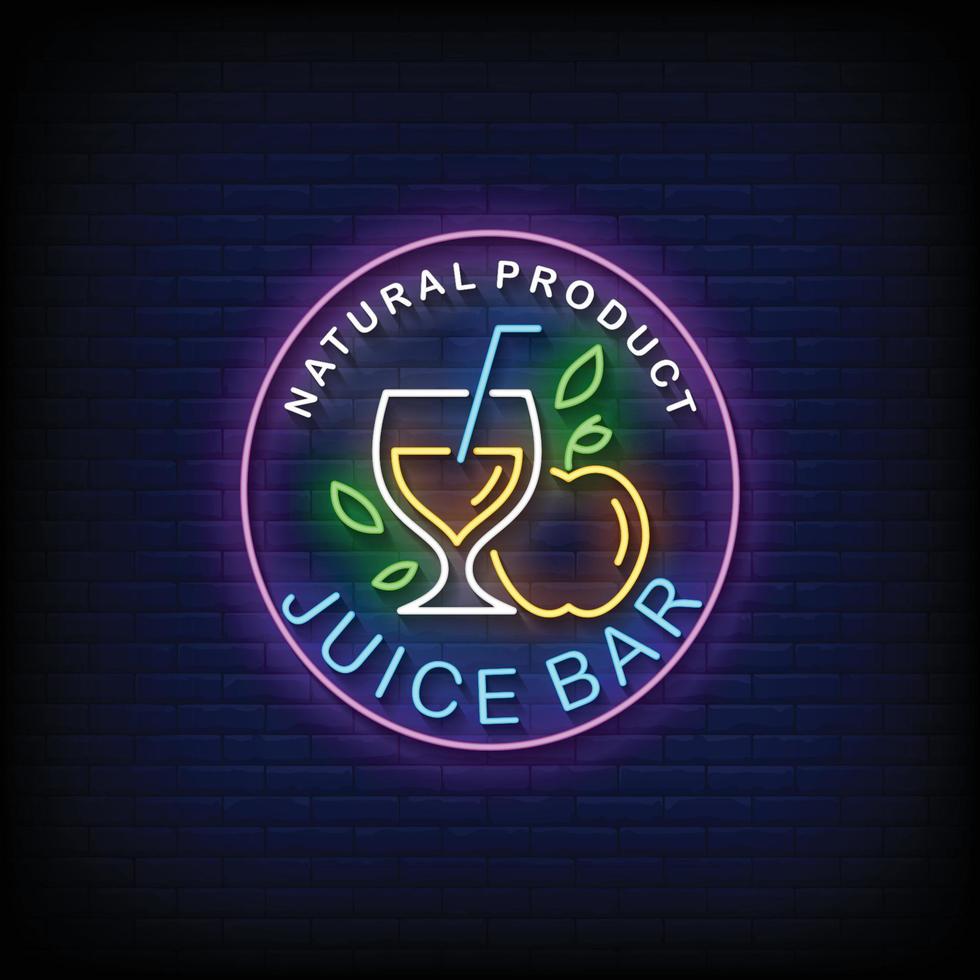 Juice Bar Neon Signs Style Text Vector