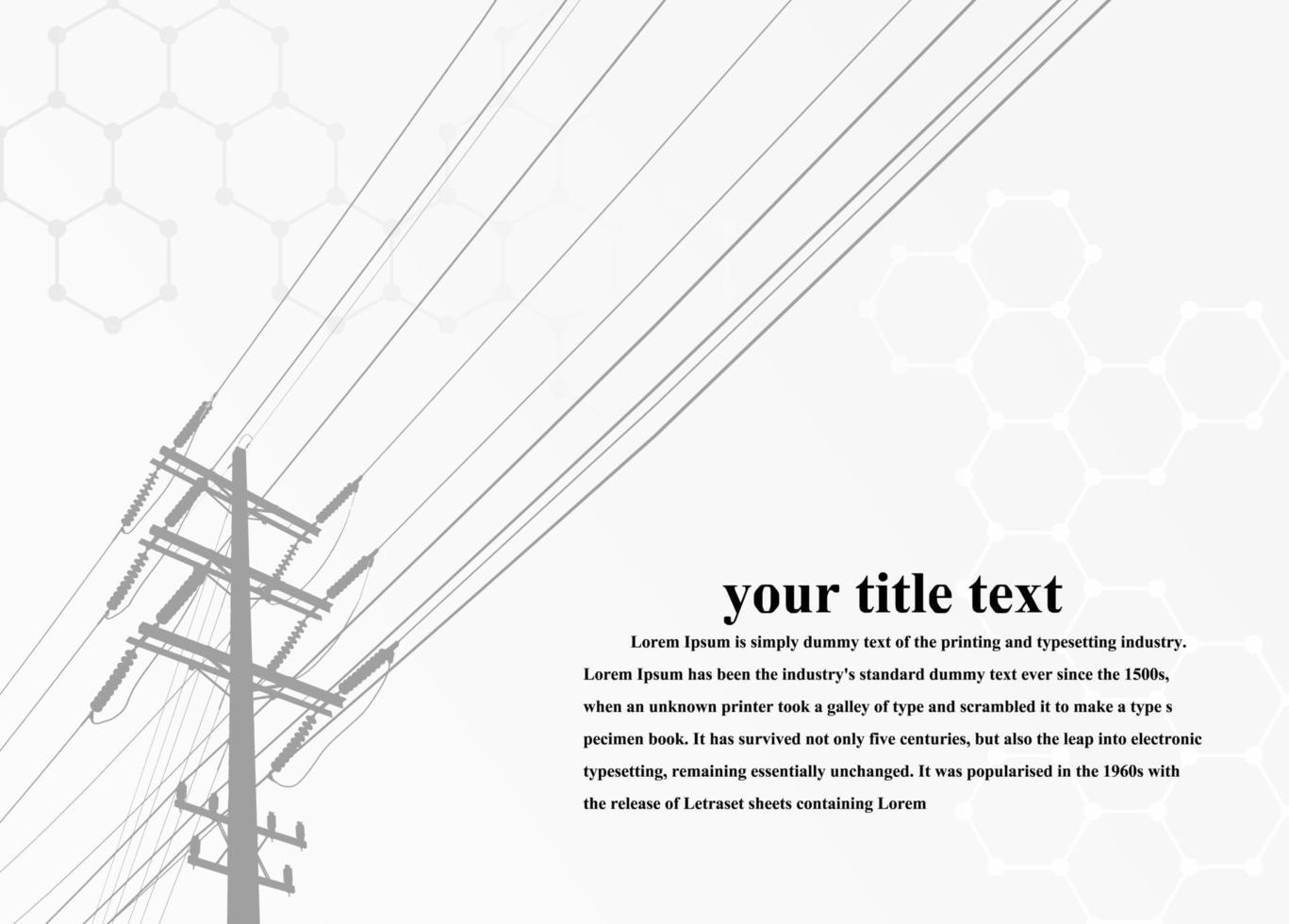 Electric pole .High Voltage transmission systems. A network of interconnected electrical in all areas. Symbols, steps business planning Suit. presentation, and advertisement.  Vector illustration.