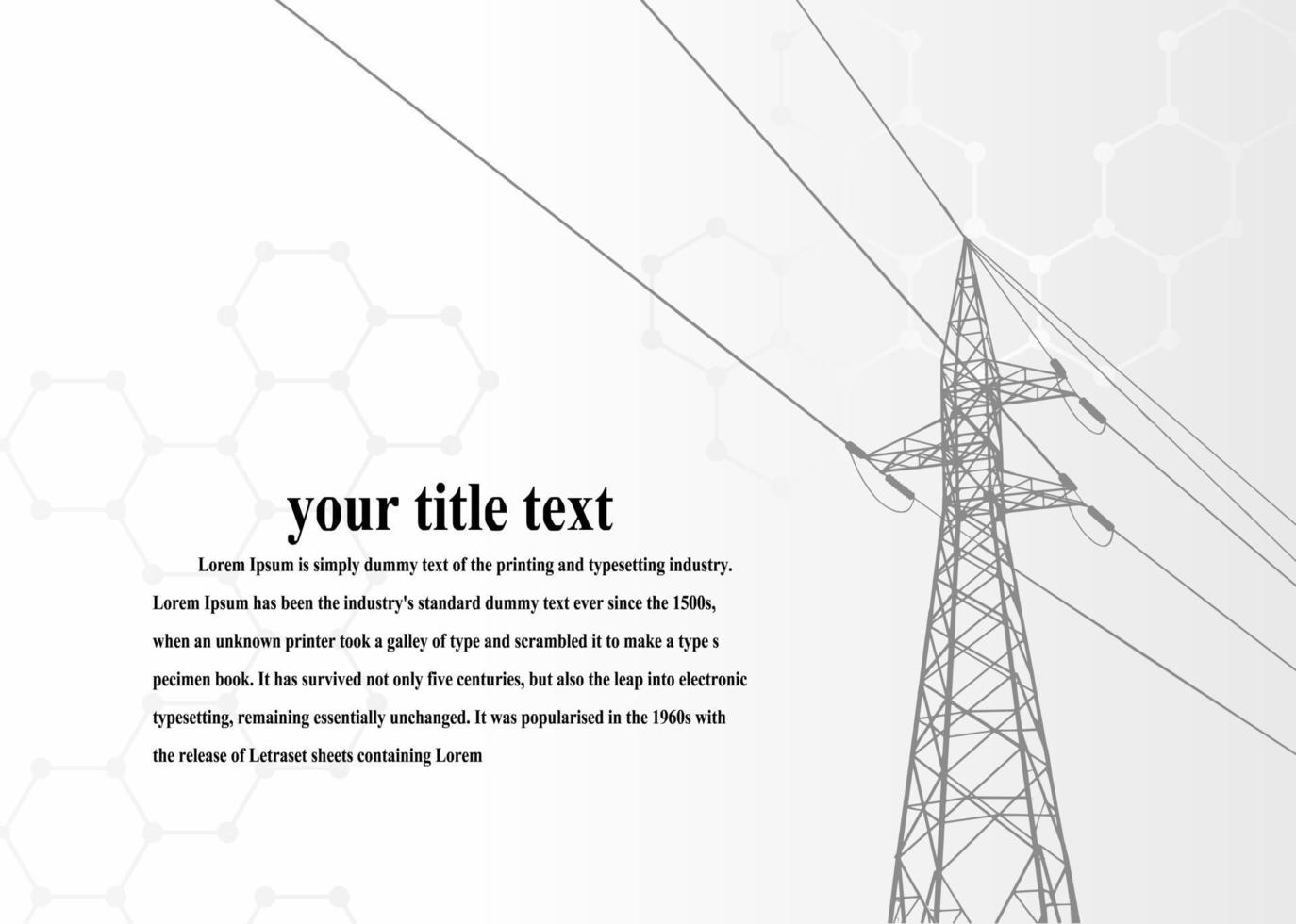 Electric pole .High Voltage transmission systems. A network of interconnected electrical in all areas. Symbols, steps business planning Suit. presentation, and advertisement.  Vector illustration.