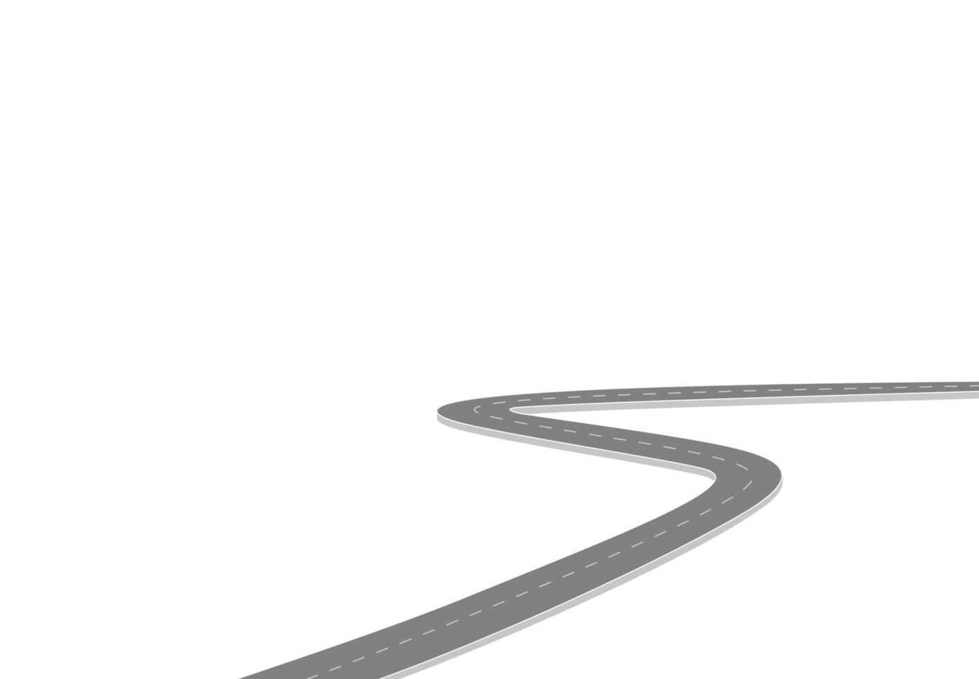 Roadway journey to the future. Asphalt street isolated on white background. Symbols Way to the goal of the end point. Path mean successful business planning Suitable for advertising and presentstation vector