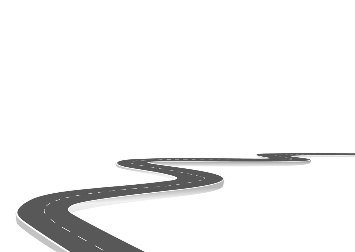 Roadway journey to the future. Asphalt street isolated on white background. Symbols Way to the goal of the end point. Path mean successful business planning Suitable for advertising and presentstation vector