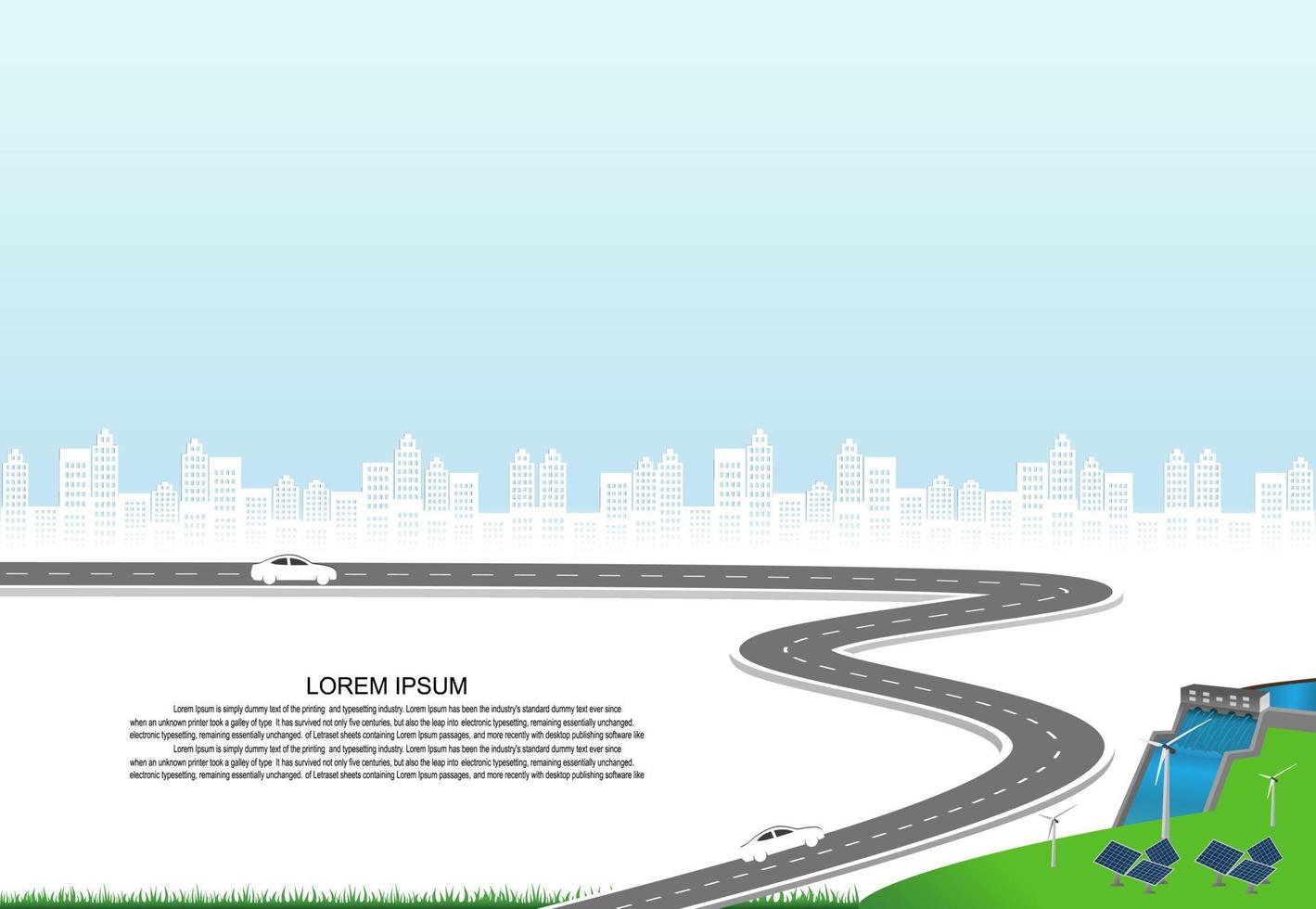 Power generation system renewable Clean energy from nature, such as wind, solar, water energy, can be used to produce electricity.Vector template infographic Timeline of business operations with flags vector