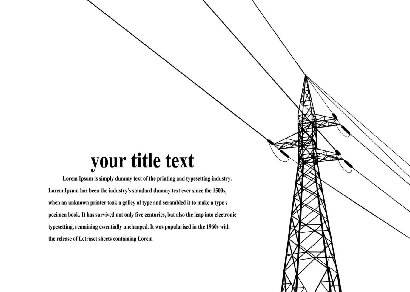 Electric pole .High Voltage transmission systems. A network of interconnected electrical in all areas. Symbols, steps business planning Suit. presentation, and advertisement.  Vector illustration.