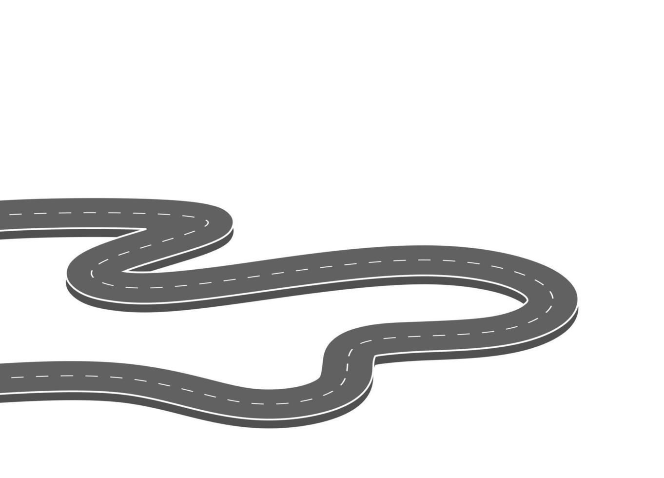 Roadway journey to the future. Asphalt street isolated on white background. Symbols Way to the goal of the end point. Path mean successful business planning Suitable for advertising and presentstation vector