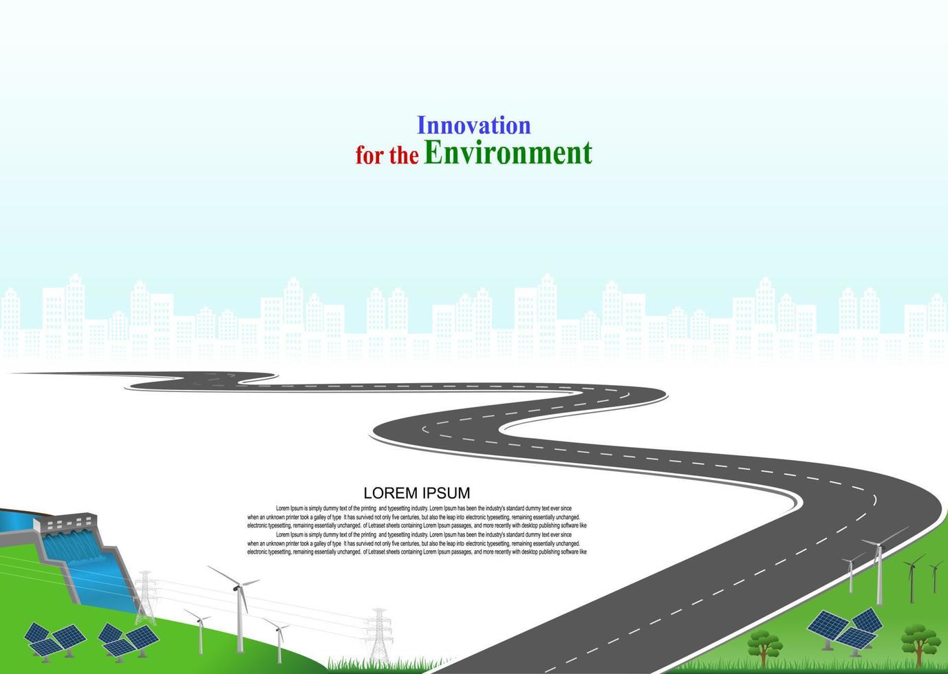 Power generation system renewable Clean energy from nature, such as wind, solar, water energy, can be used to produce electricity.Vector template infographic Timeline of business operations with flags vector