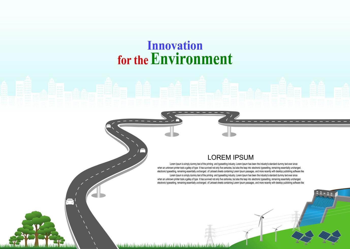 Power generation system renewable Clean energy from nature, such as wind, solar, water energy, can be used to produce electricity.Vector template infographic Timeline of business operations with flags vector