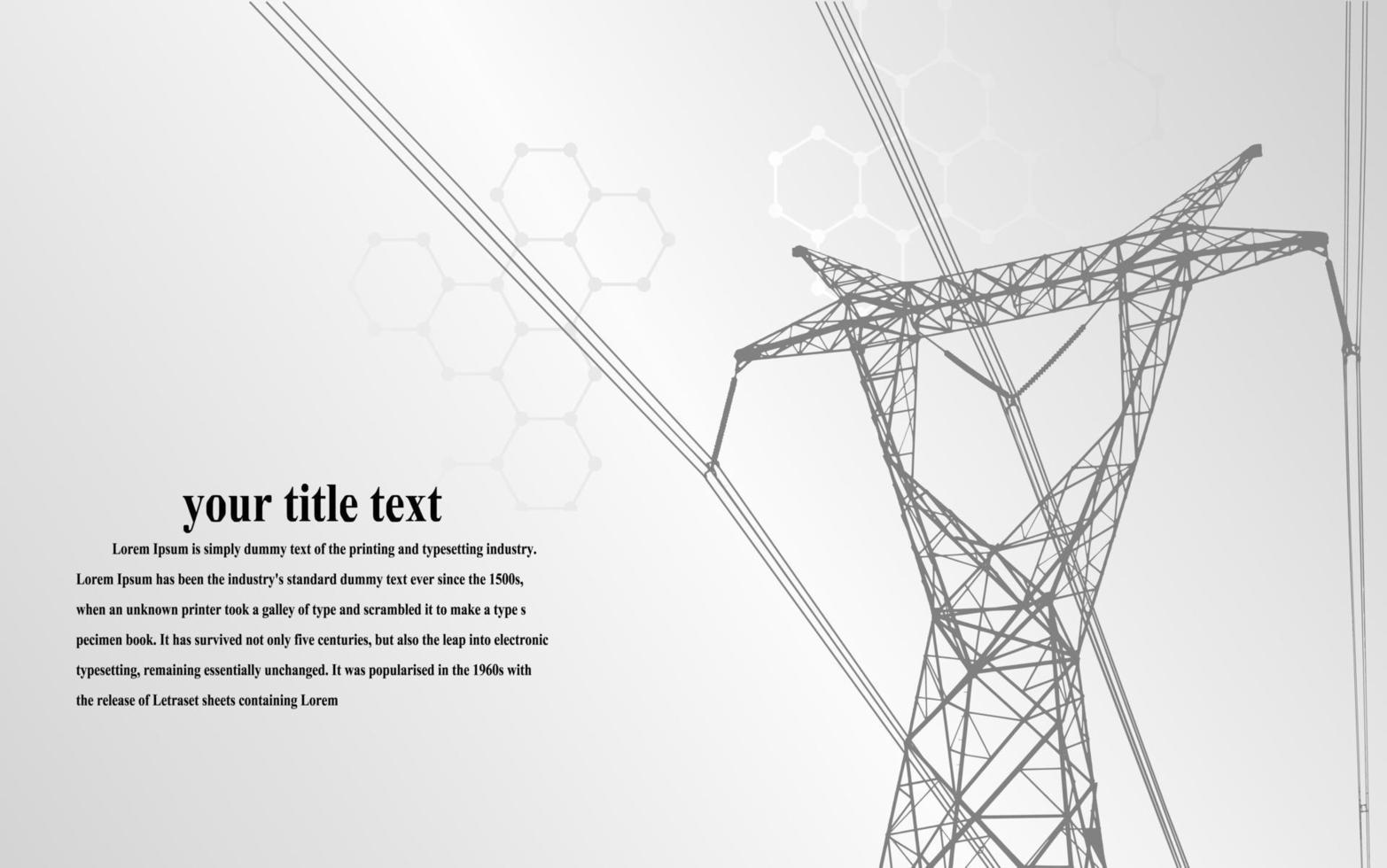 Electric pole .High Voltage transmission systems. A network of interconnected electrical in all areas. Symbols, steps business planning Suit. presentation, and advertisement.  Vector illustration.