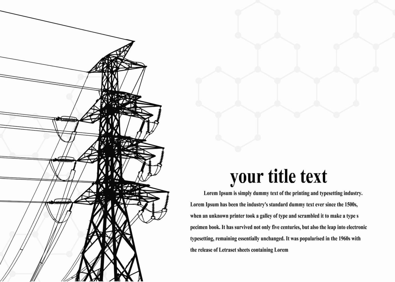 Electric pole .High Voltage transmission systems. A network of interconnected electrical in all areas. Symbols, steps business planning Suit. presentation, and advertisement.  Vector illustration.