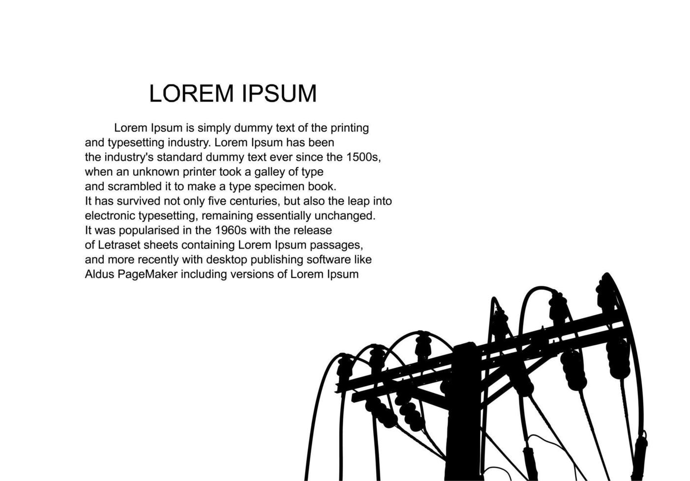 Electric pole .High Voltage transmission systems. A network of interconnected electrical in all areas. Symbols, steps business planning Suit. presentation, and advertisement.  Vector illustration.