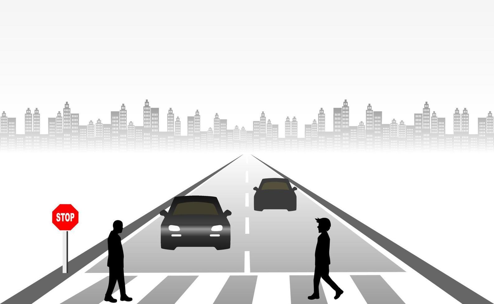 Be careful of people crossing the road. For people using crosswalk To  reduce accidents and to respect the traffic rules. Symbols, steps for  successful business planning Suitable for advertising. 4264627 Vector Art