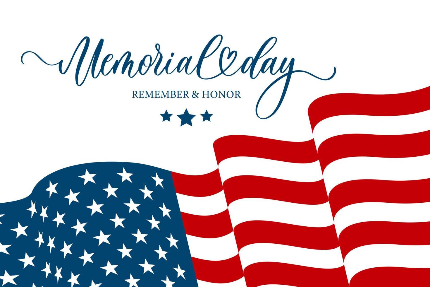 Memorial Day banner, website or newsletter header. Background with American national flag. United States of America holiday. vector