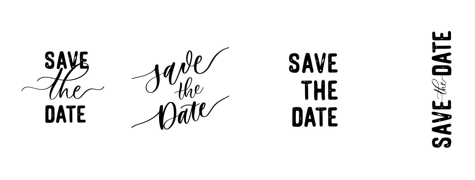 Save the date. Text calligraphy vector lettering for wedding or love card.