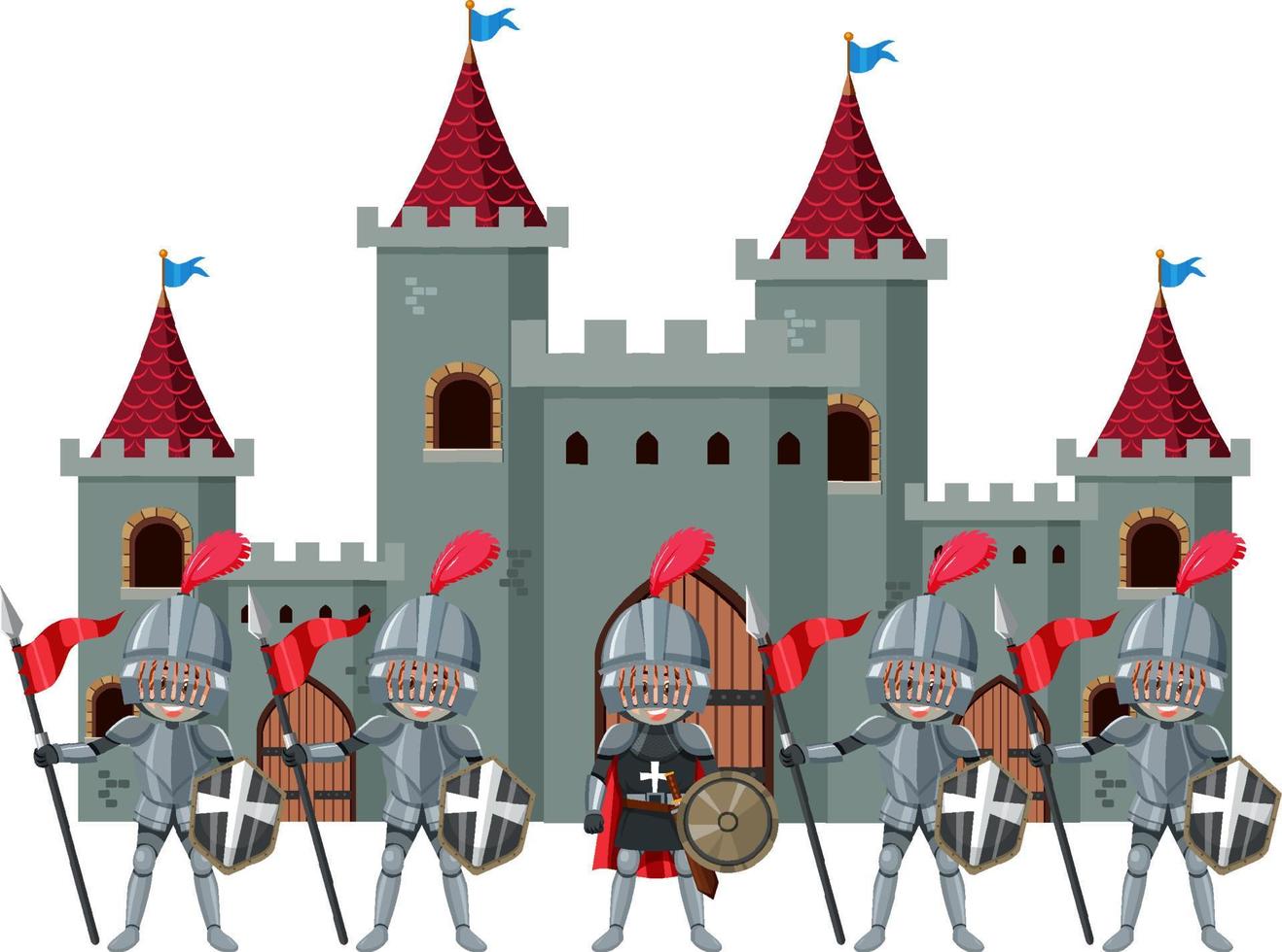 knight in front of castle vector