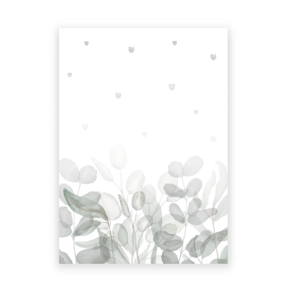 Watercolor eucalyptus and green leaves, brunches background. Design decoration for album cover, postcards, packaging, textiles and more. vector