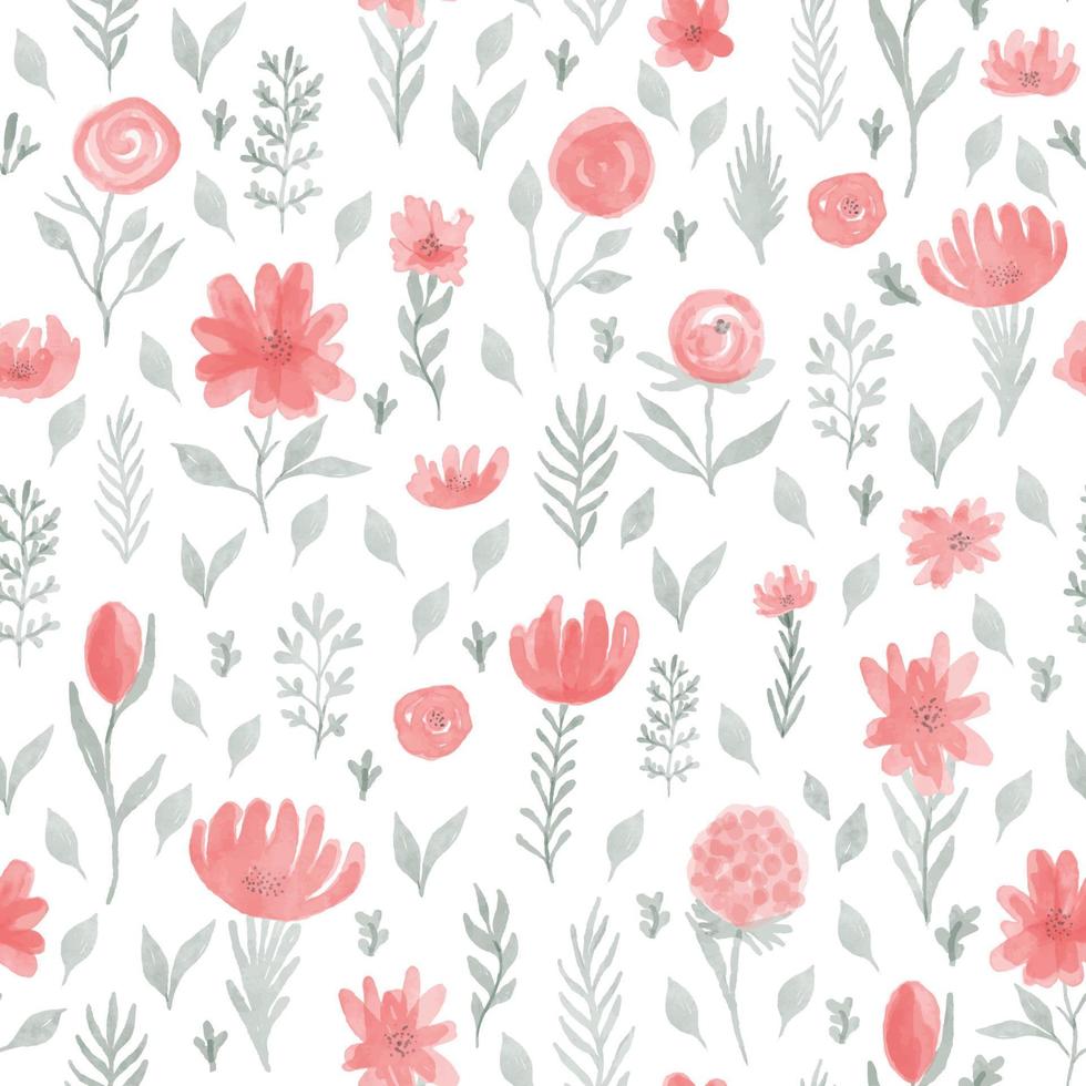 Seamless vector background of watercolor flowers.