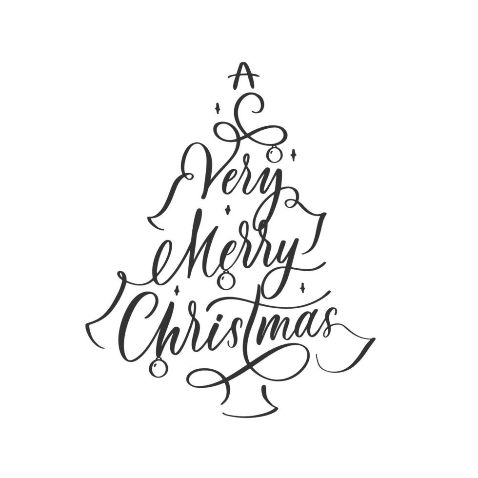 A Very Merry Christmas. Typographical lettering inscription on white background. vector